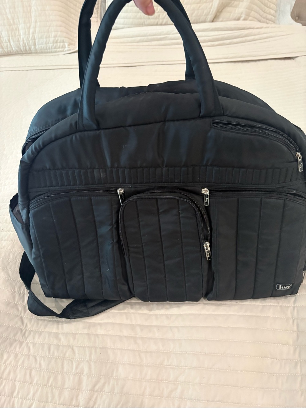 LUG Black Quilted Duffel with Multiple Zip Pockets